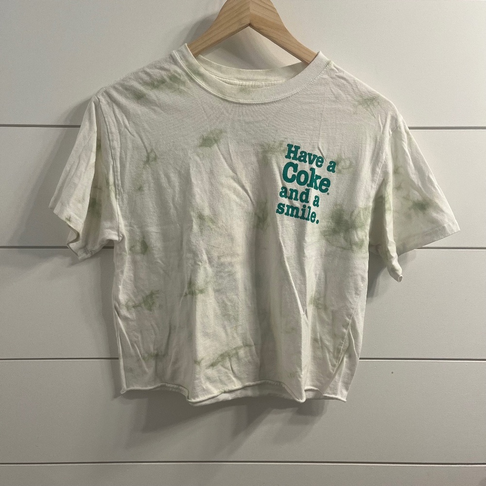 Coca-Cola Women's S/M Have a Coke and Smile Tie Dye Crop Top T-Shirt Smiley Face